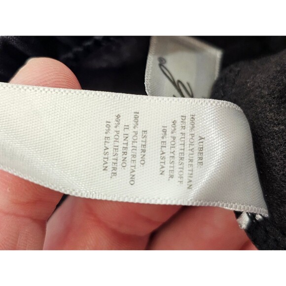 Women's L Plush Fleece Lined Liquid Legging Black Faux Leather Pleather Pants - Picture 8 of 8